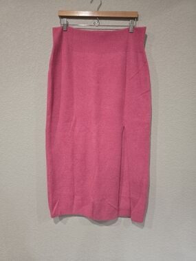 Mango Pink Knit Midi Skirt with Side Slit